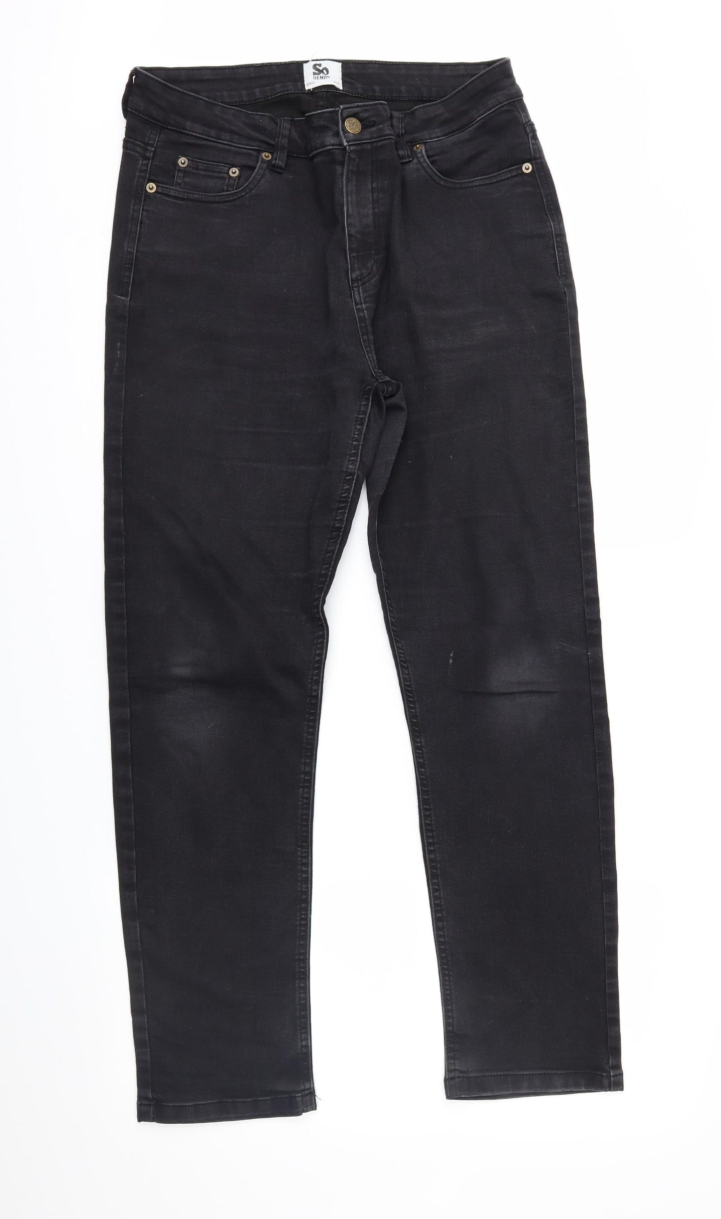So Denim Womens Black  Denim Straight Jeans Size 14 L30 in