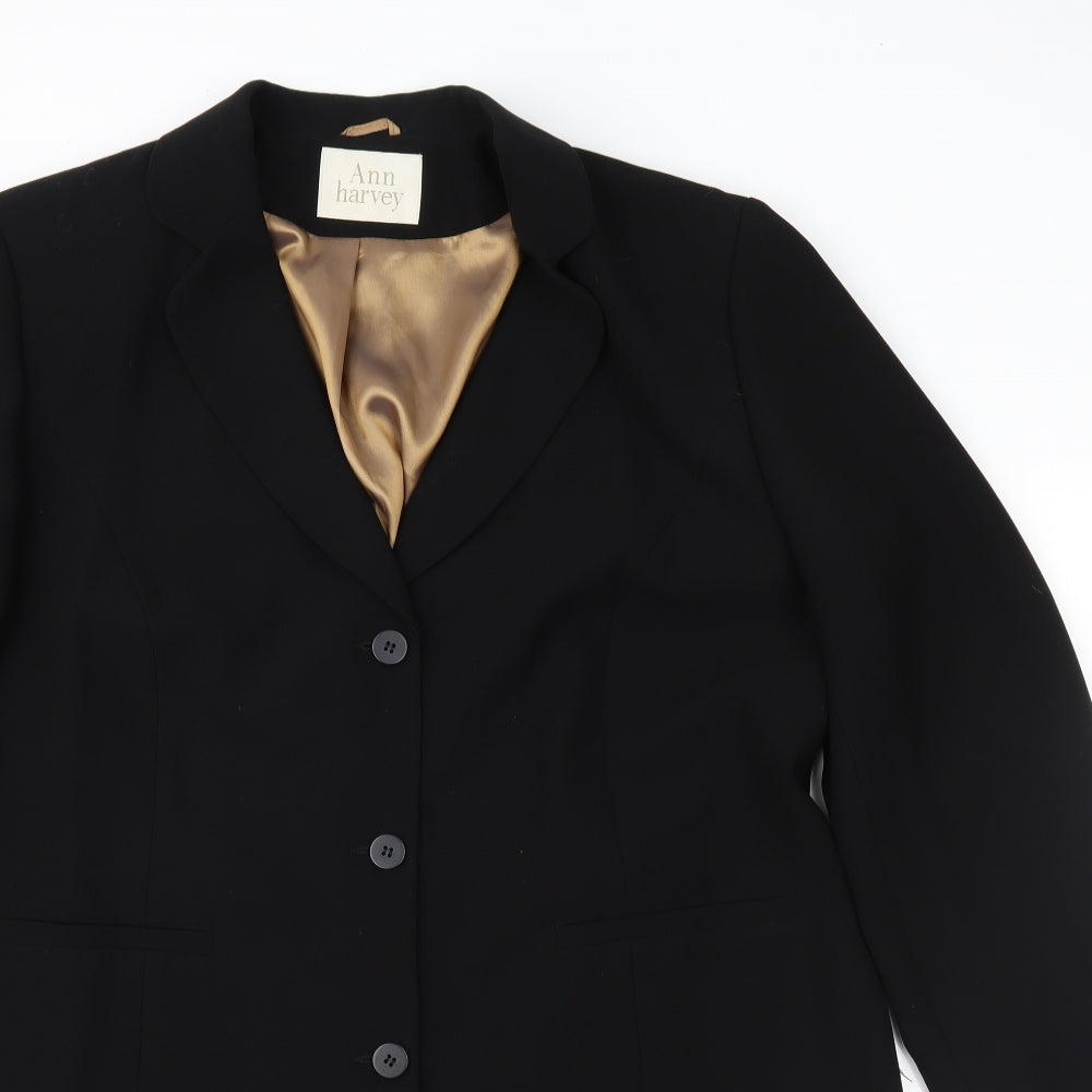 Ann Harvey Womens Black   Overcoat Coat Size 16
