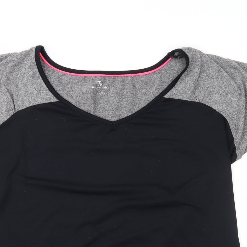 TU Womens Black Colourblock  Basic T-Shirt Size 18