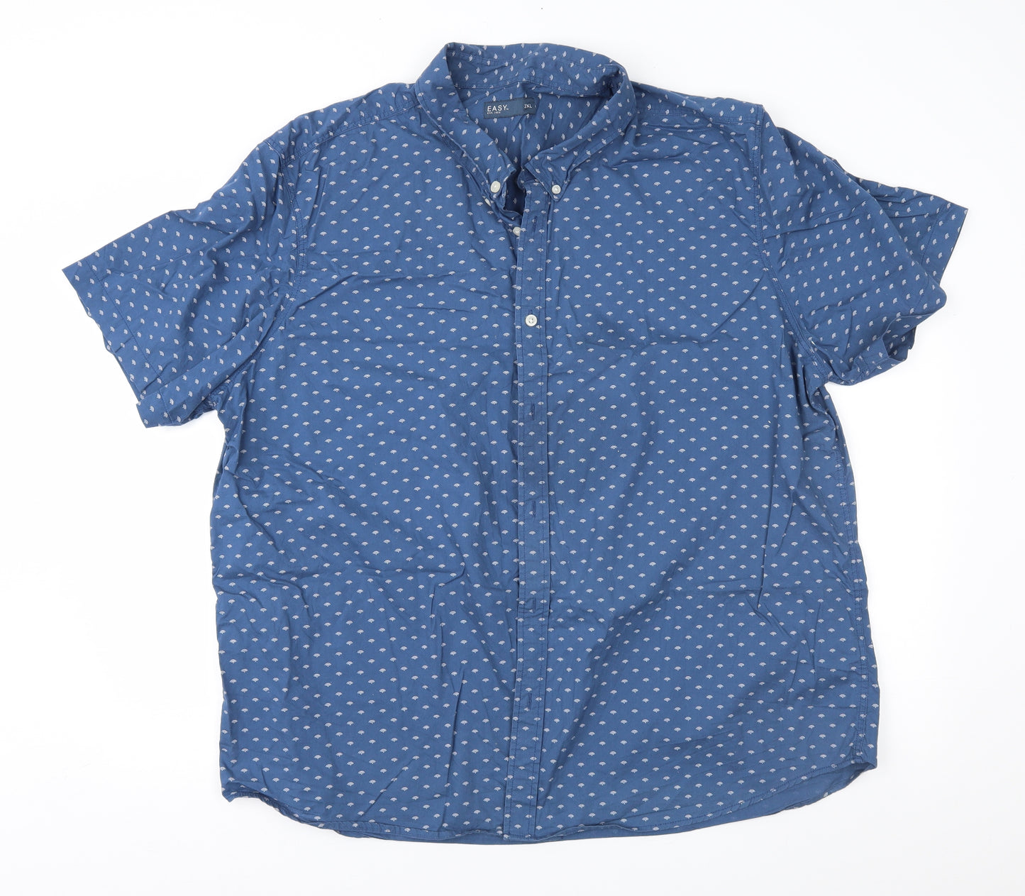 Easy Mens Blue Geometric   Button-Up Size 3XL