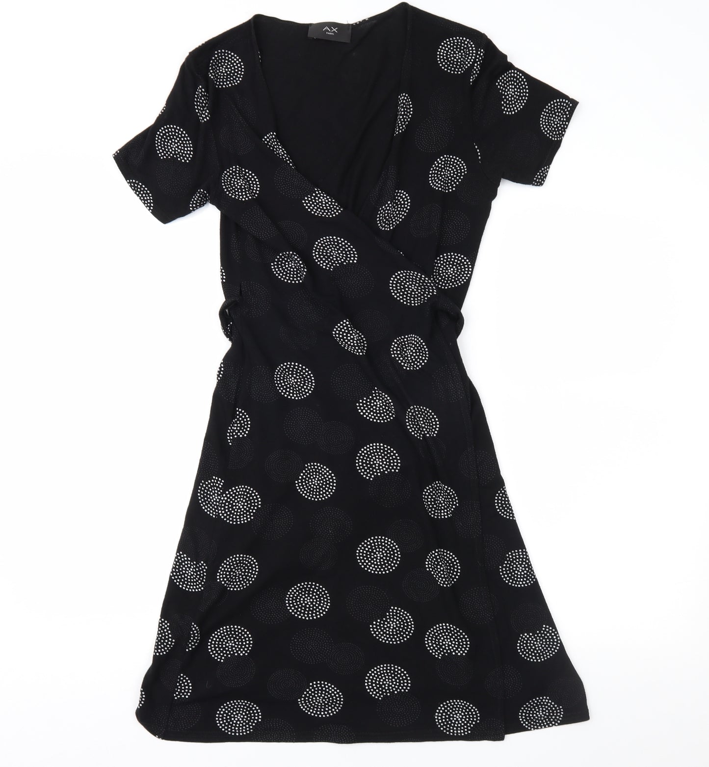 AX Paris Womens Black Geometric  Wrap Dress  Size M