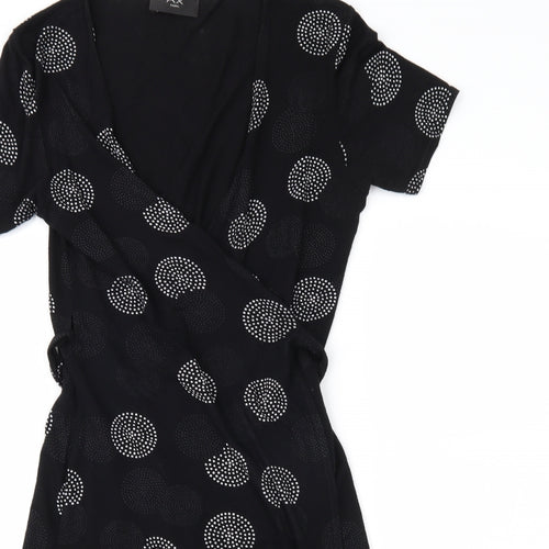 AX Paris Womens Black Geometric  Wrap Dress  Size M