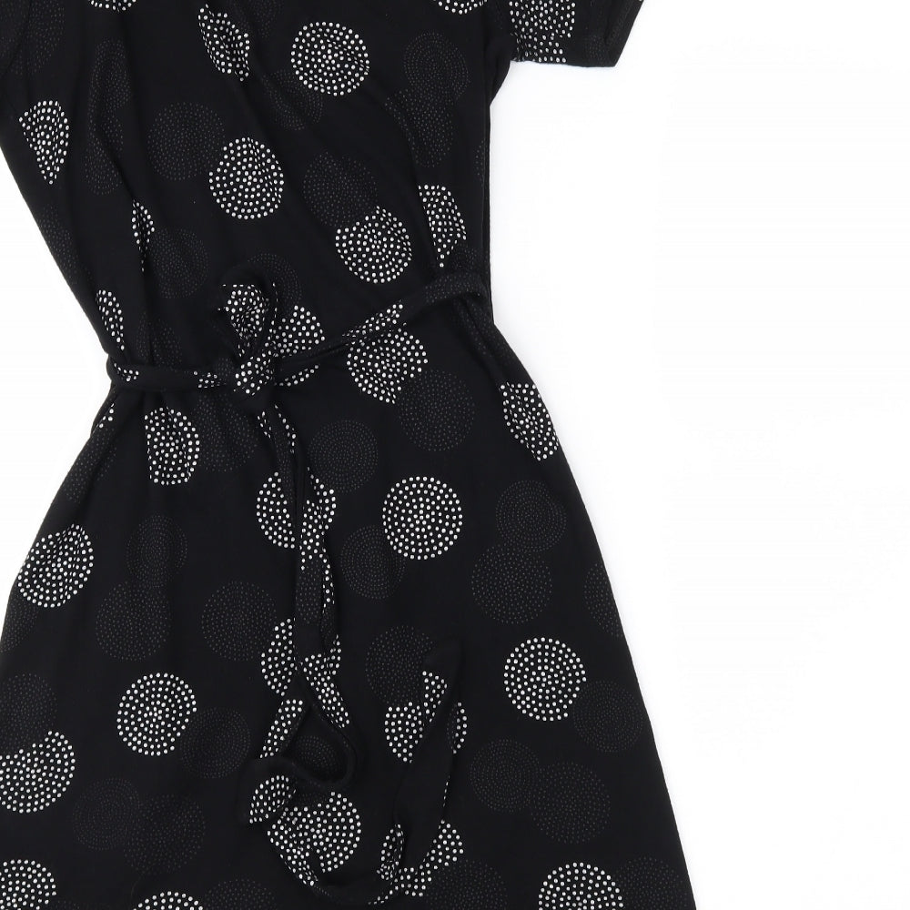 AX Paris Womens Black Geometric  Wrap Dress  Size M