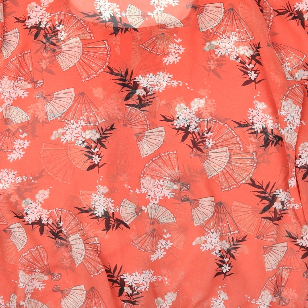 Wallis  Womens Orange Geometric  Basic Blouse Size M