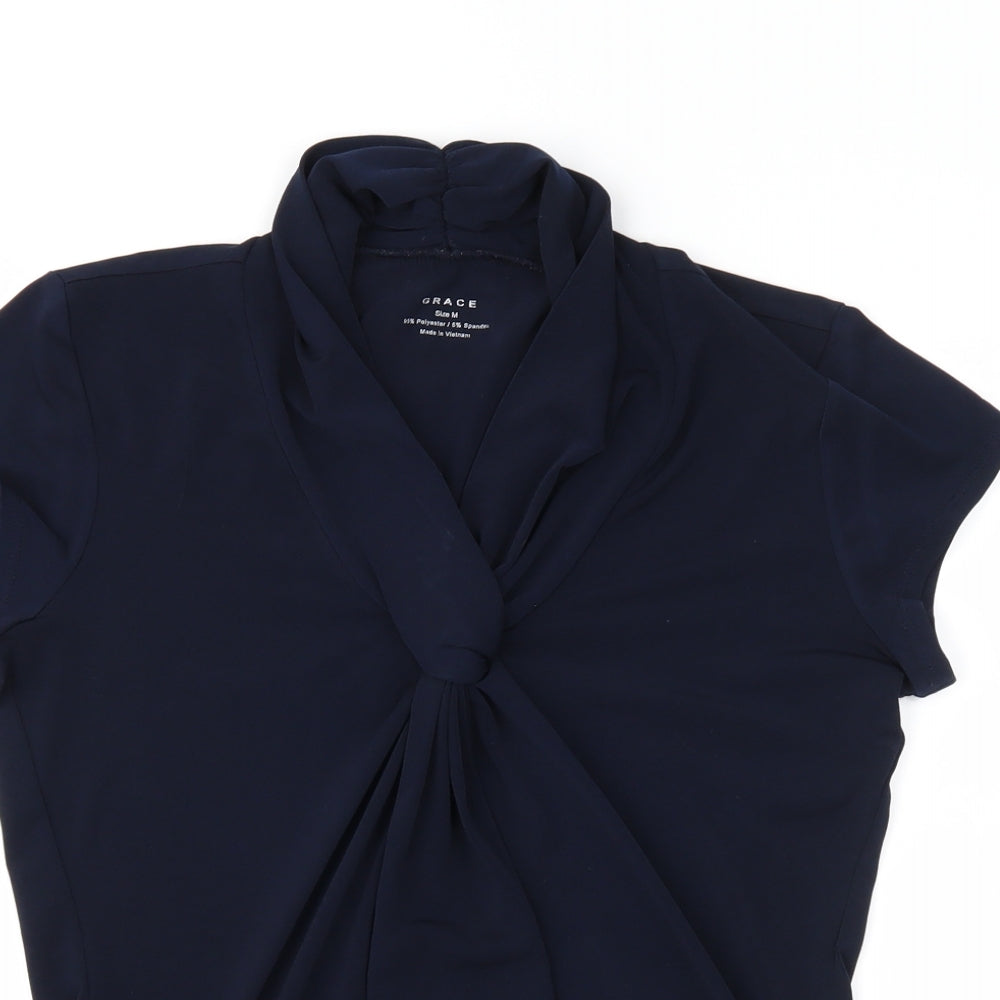 Grace Womens Blue   Basic Blouse Size M