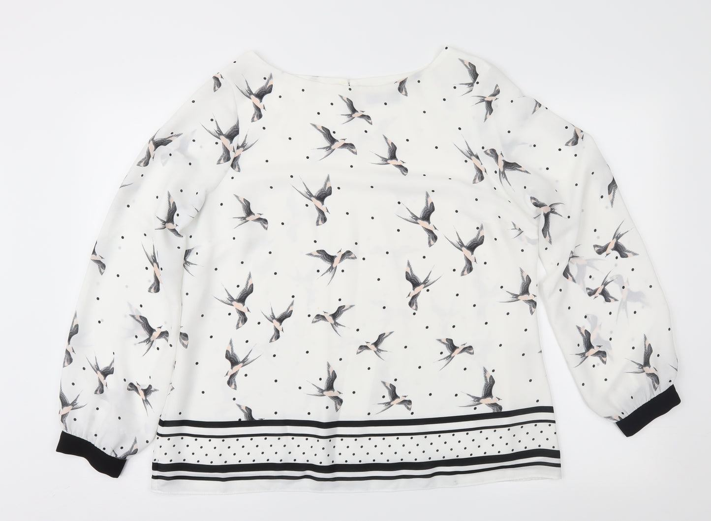 Wallis Womens White Geometric  Basic Blouse Size 14