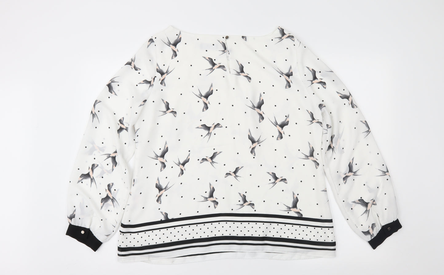 Wallis Womens White Geometric  Basic Blouse Size 14