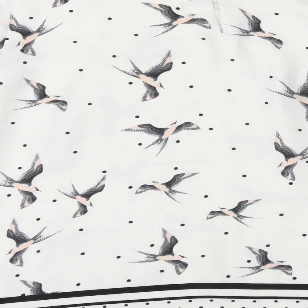 Wallis Womens White Geometric  Basic Blouse Size 14