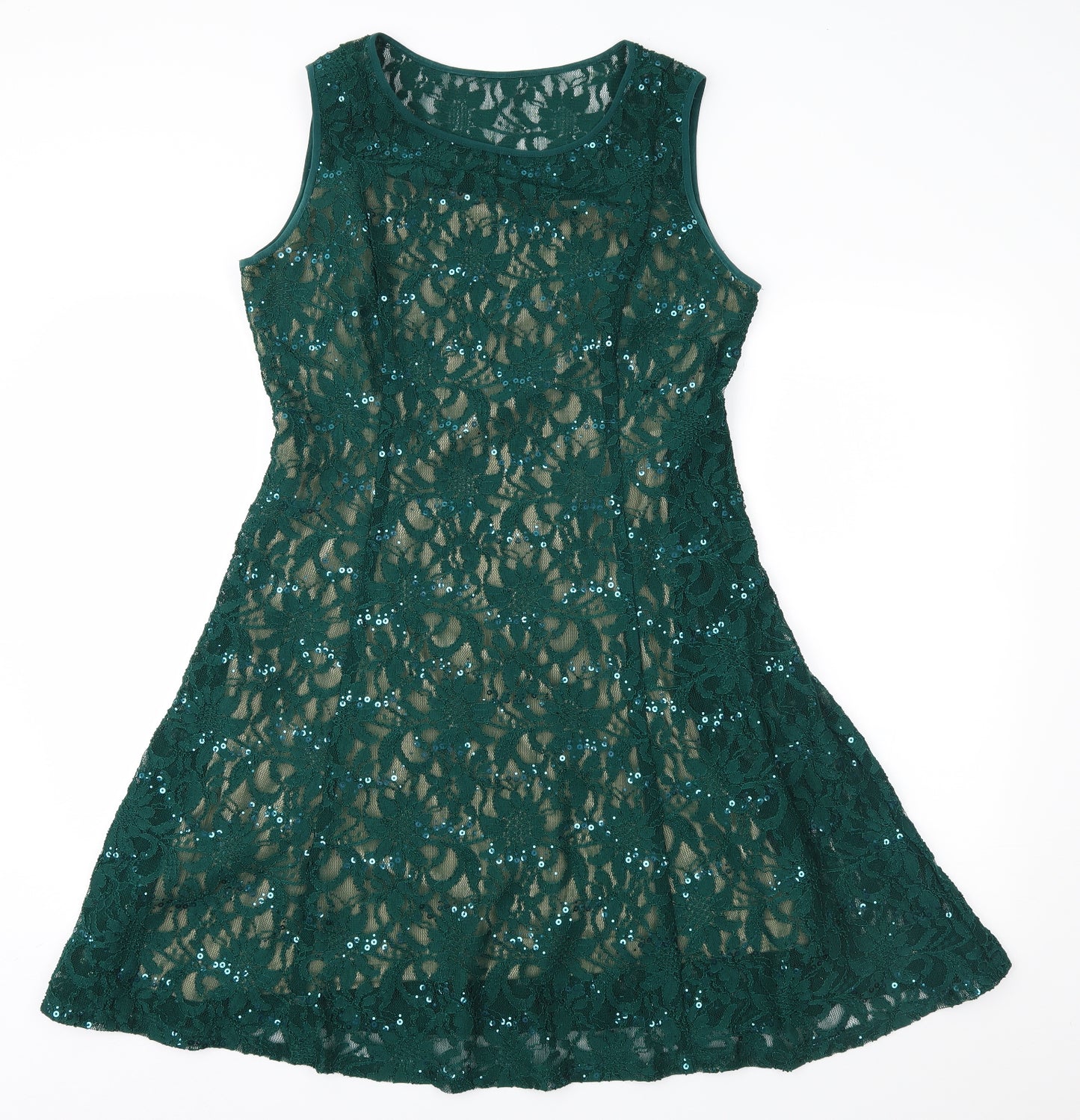 Ronni Nicole Womens Green  Lace A-Line  Size 10
