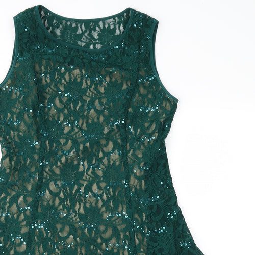 Ronni Nicole Womens Green  Lace A-Line  Size 10