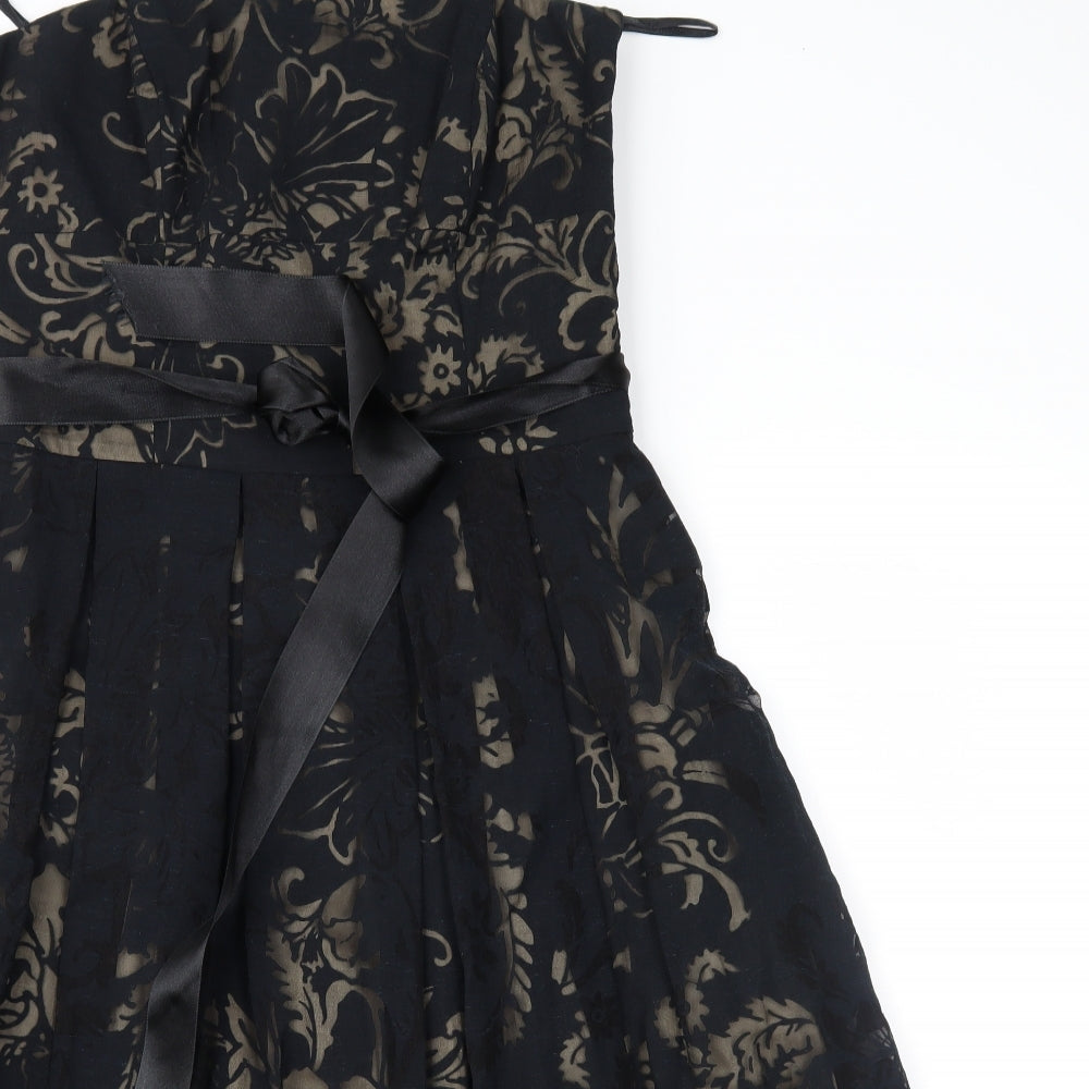 Principles Womens Black Floral  Fit & Flare  Size 12