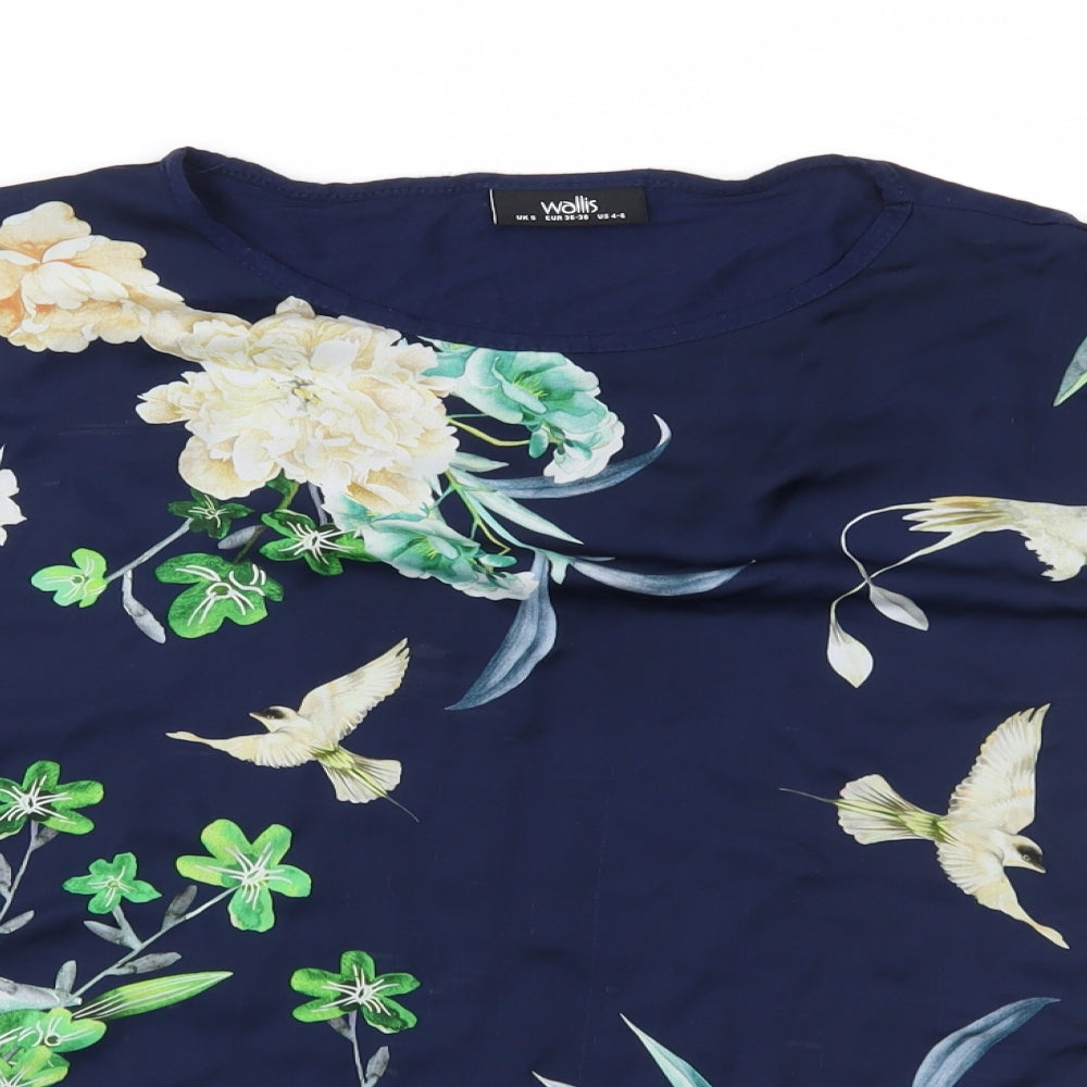 Wallis Womens Blue Floral  Basic Blouse Size S