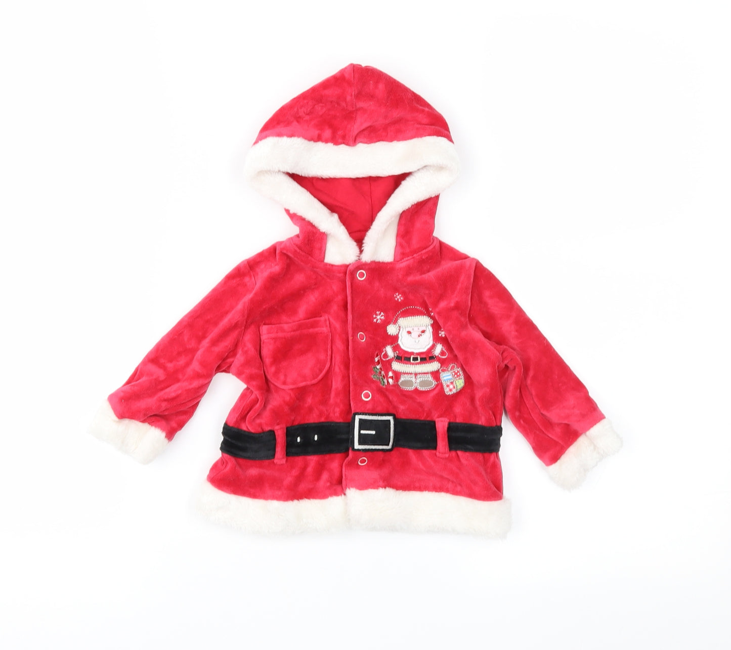 Matalan Boys Red Geometric  Overcoat Jacket Size 6-9 Months  - Xmas