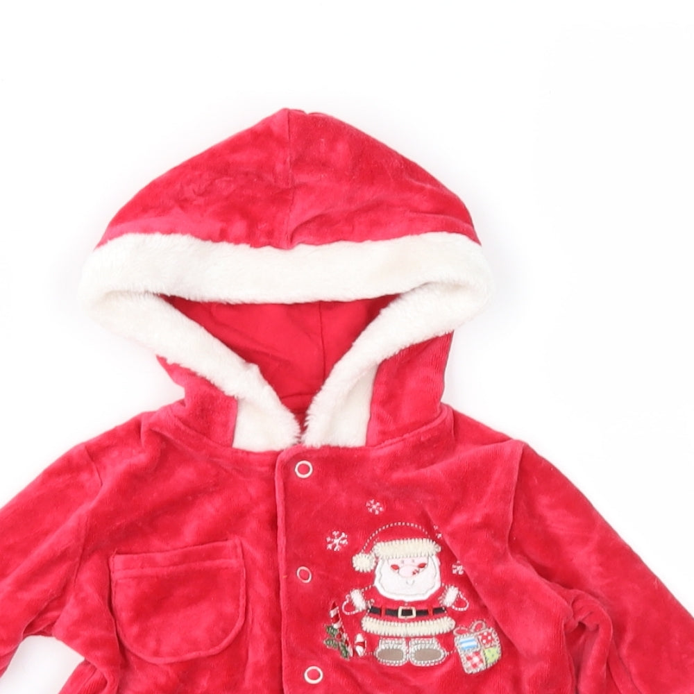 Matalan Boys Red Geometric  Overcoat Jacket Size 6-9 Months  - Xmas