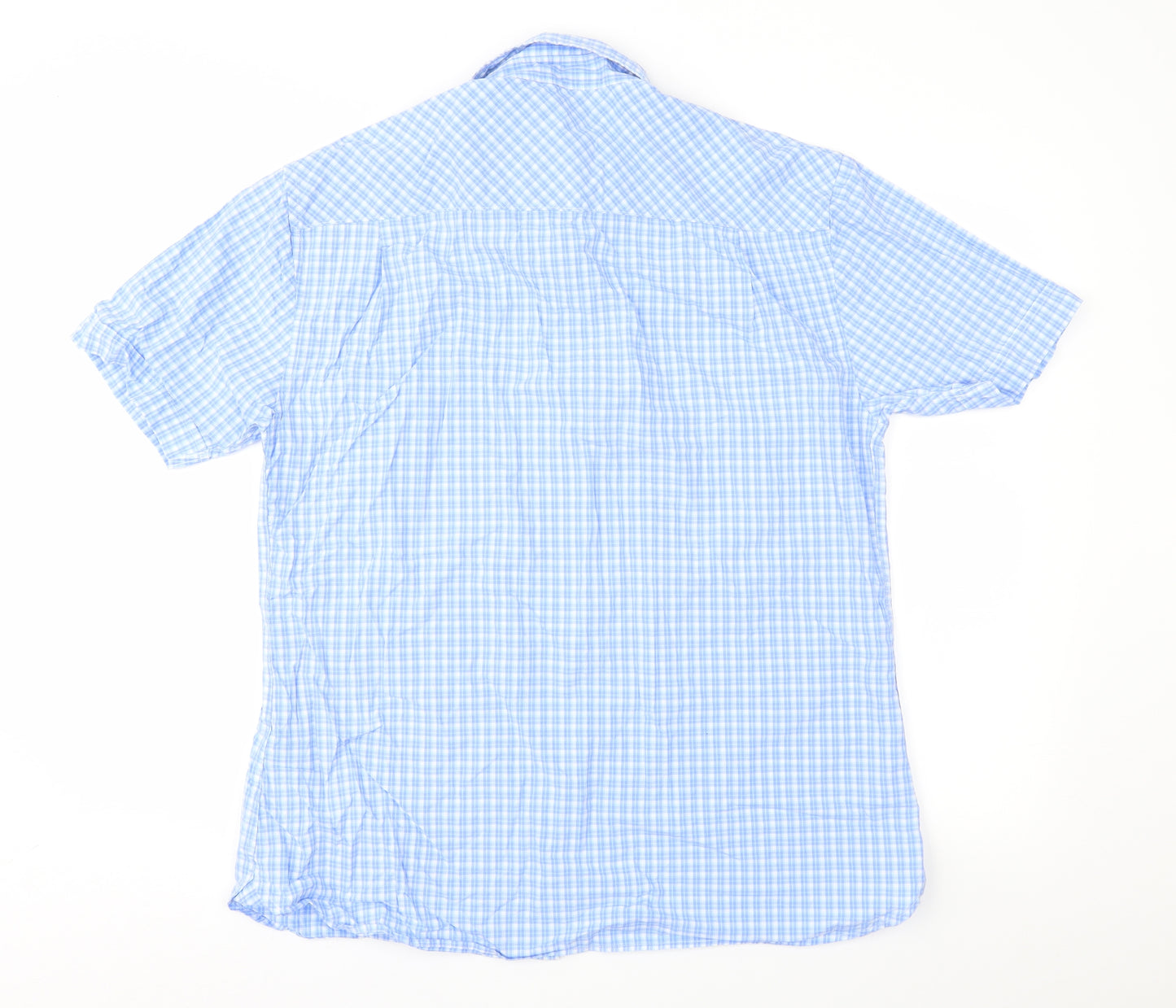 George Mens Blue Check   Button-Up Size M