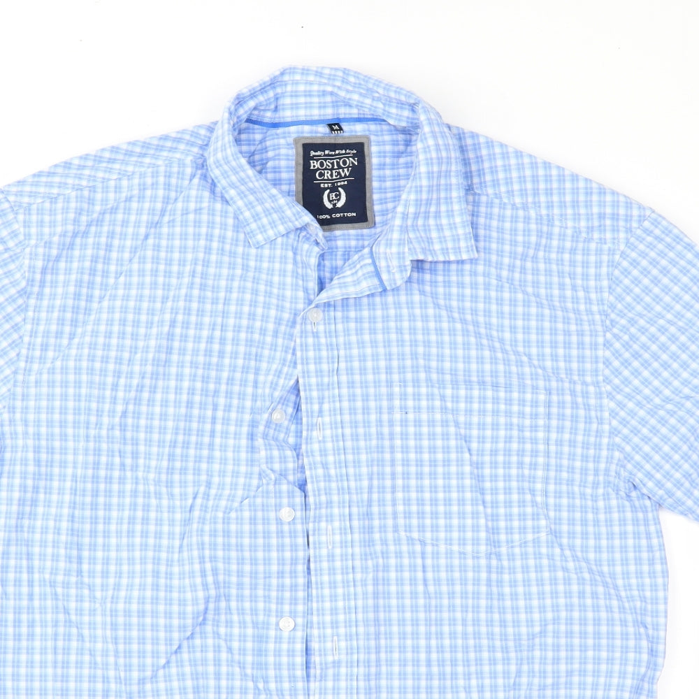 George Mens Blue Check   Button-Up Size M