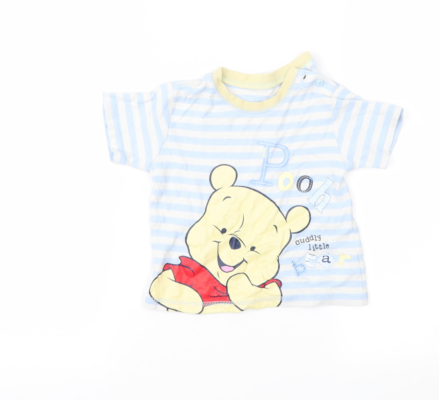Disney Baby Blue Striped  Basic T-Shirt Size 9-12 Months  - Winnie the Pooh