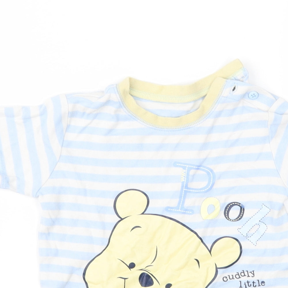 Disney Baby Blue Striped  Basic T-Shirt Size 9-12 Months  - Winnie the Pooh