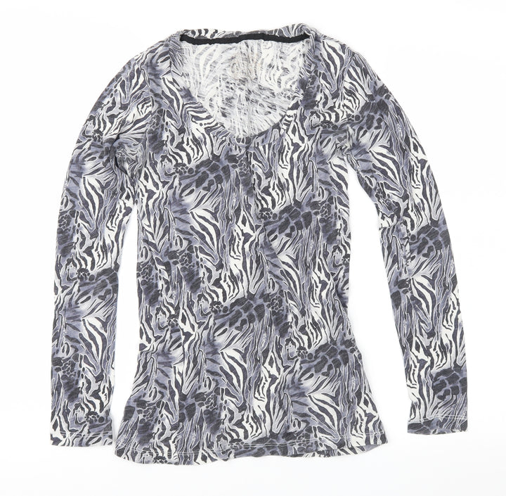 Atmosphere Womens Grey Animal Print  Basic T-Shirt Size 8