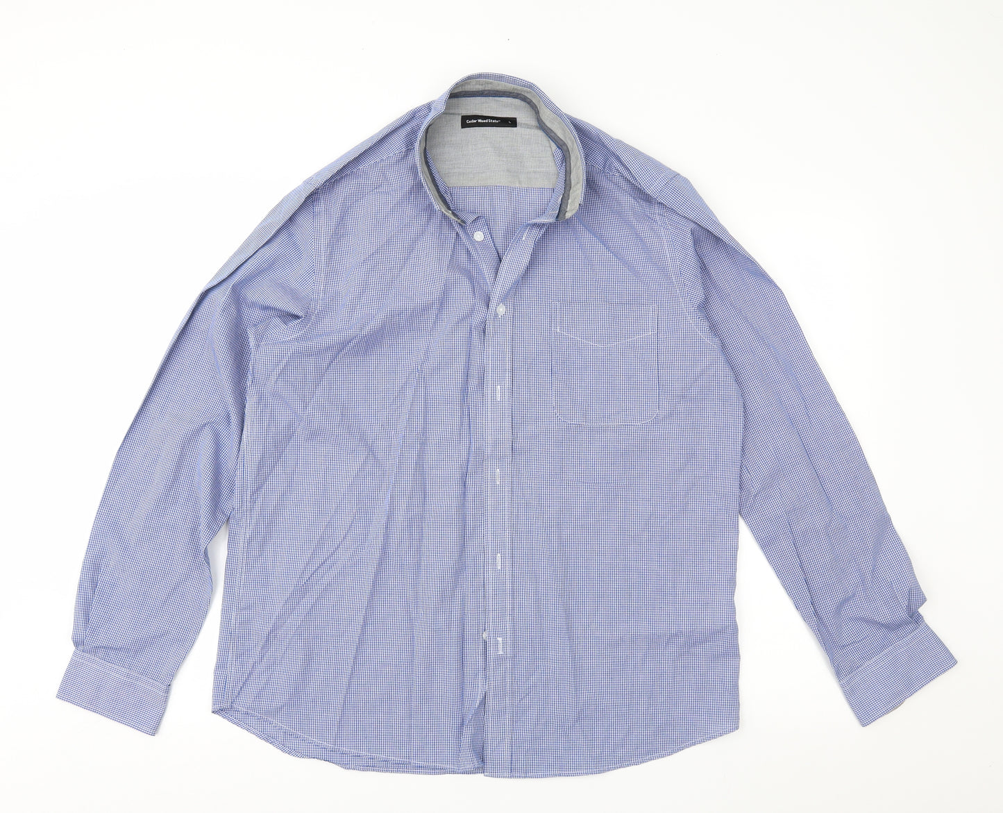 Cedar Wood State Mens Blue Check   Button-Up Size L