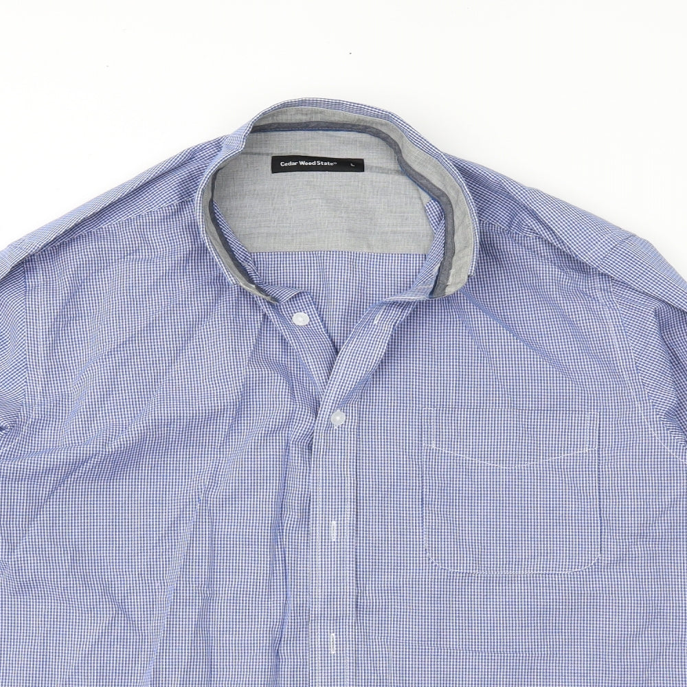 Cedar Wood State Mens Blue Check   Button-Up Size L