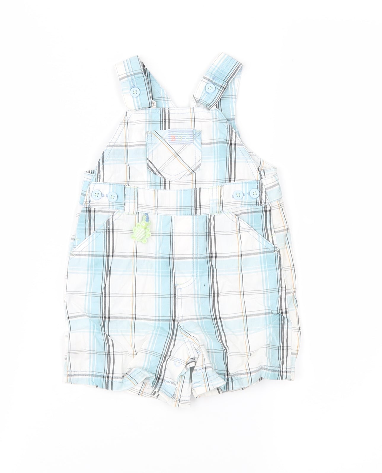 George Boys Blue Check  Dungaree One-Piece Size 0-3 Months