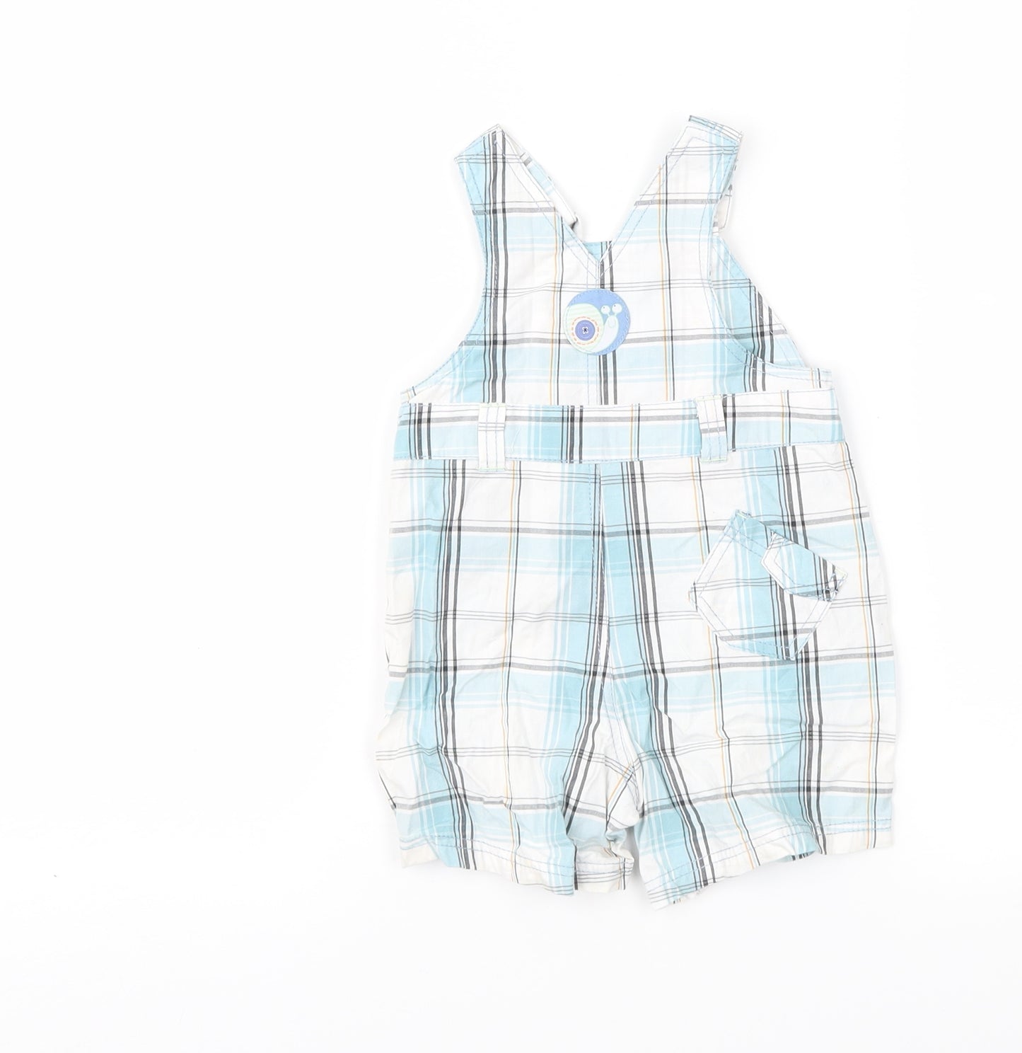George Boys Blue Check  Dungaree One-Piece Size 0-3 Months