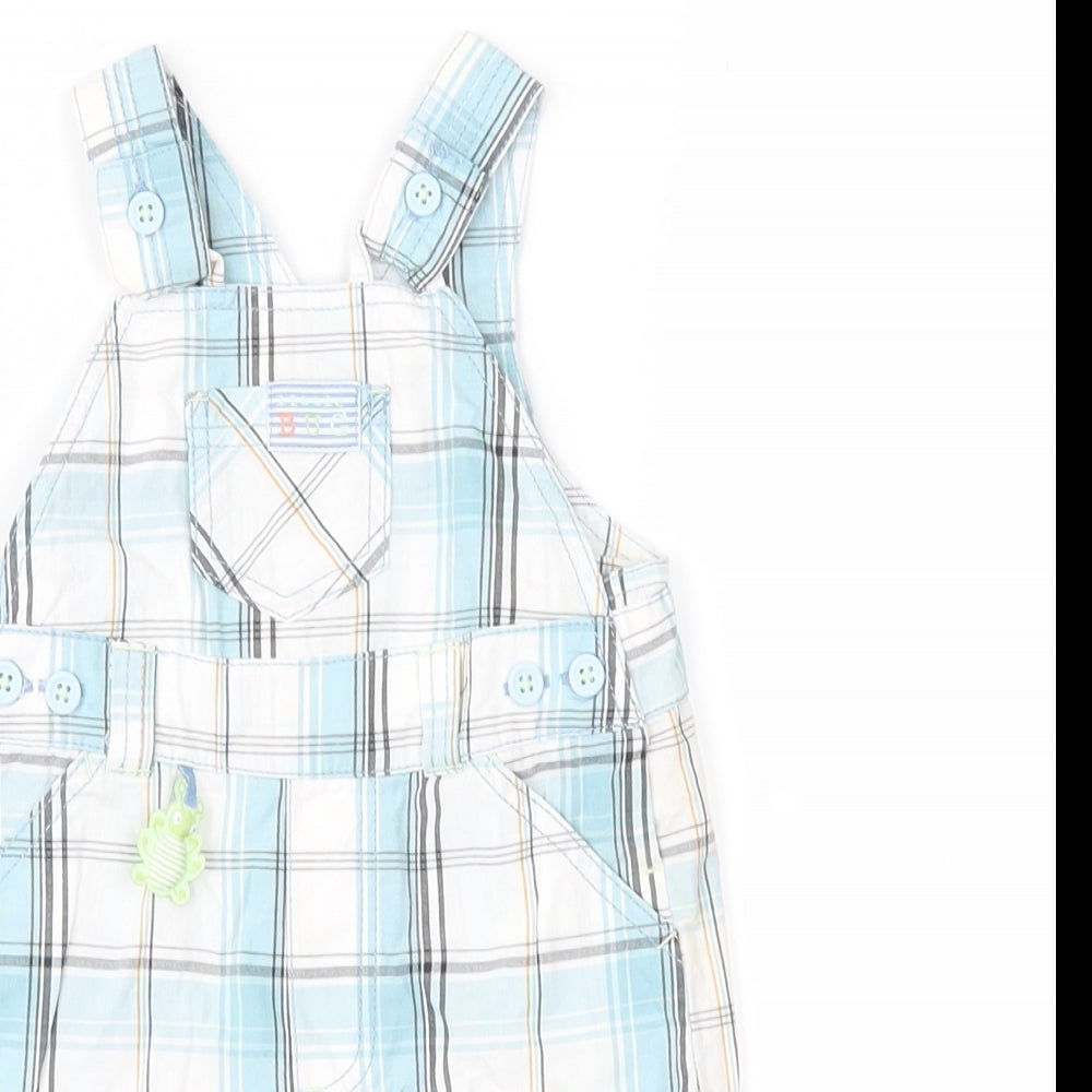 George Boys Blue Check  Dungaree One-Piece Size 0-3 Months