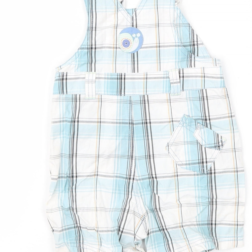 George Boys Blue Check  Dungaree One-Piece Size 0-3 Months