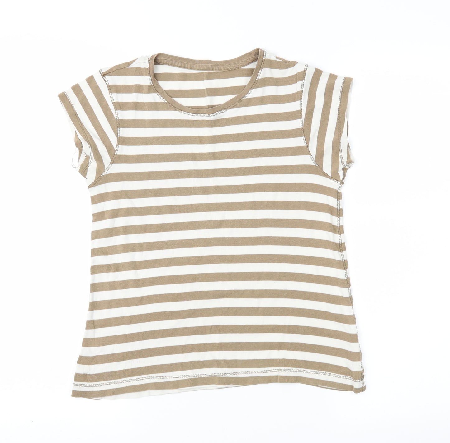 Atmosphere Womens Beige Striped  Basic T-Shirt Size 8
