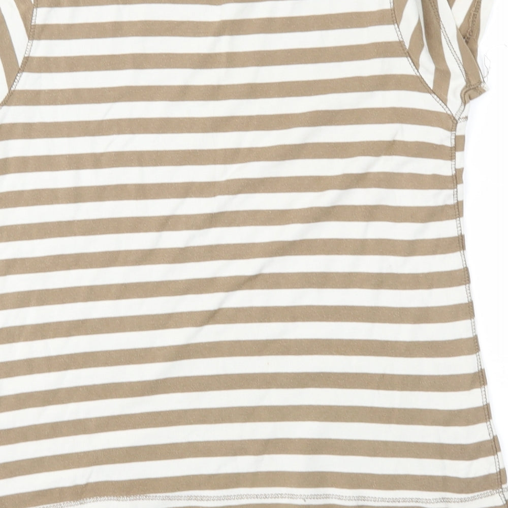 Atmosphere Womens Beige Striped  Basic T-Shirt Size 8