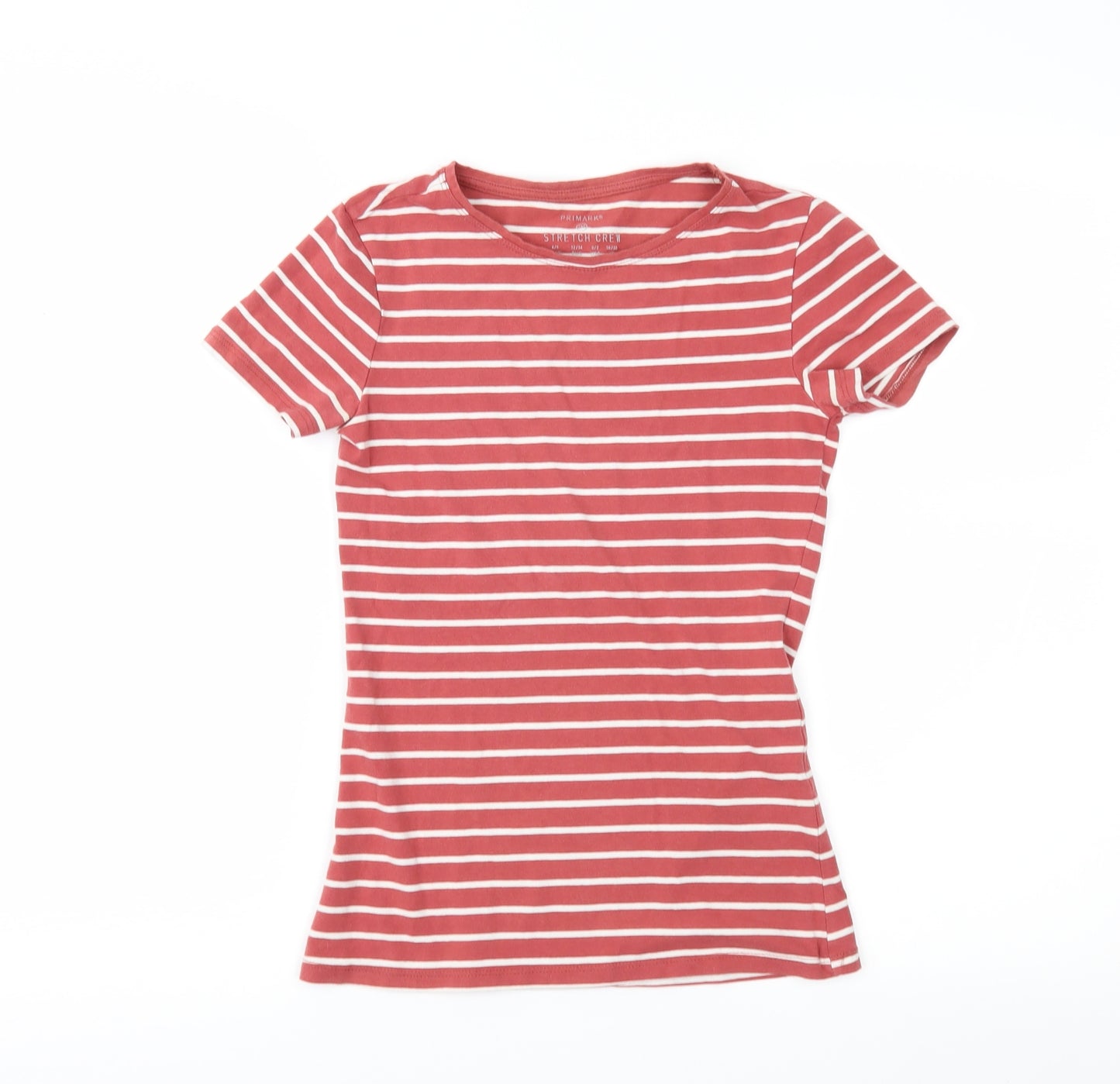 Primark Womens Red Striped  Basic T-Shirt Size 2XS