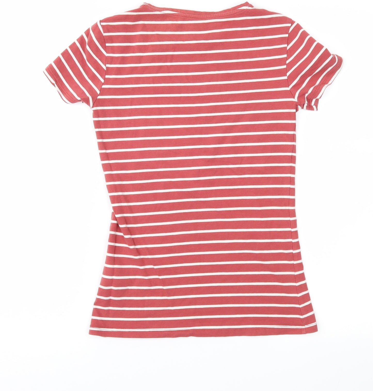 Primark Womens Red Striped  Basic T-Shirt Size 2XS