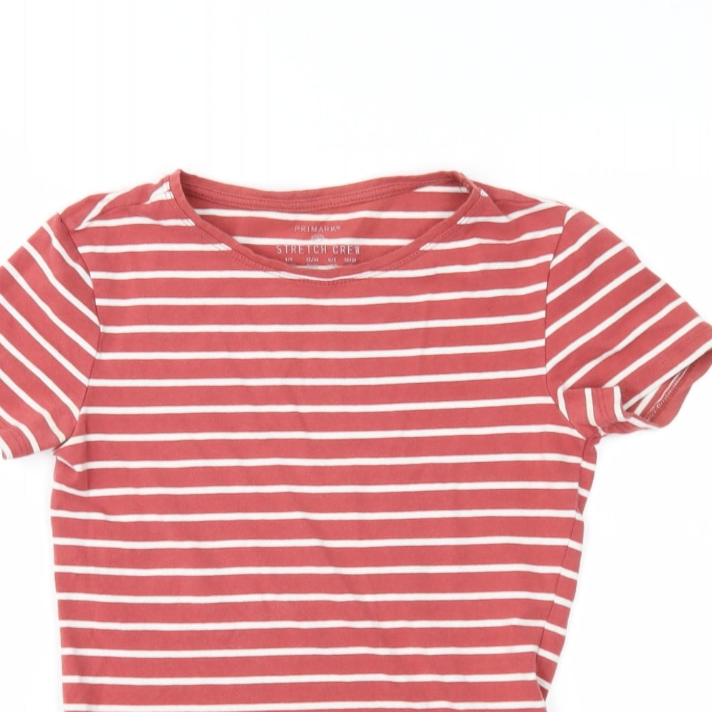 Primark Womens Red Striped  Basic T-Shirt Size 2XS