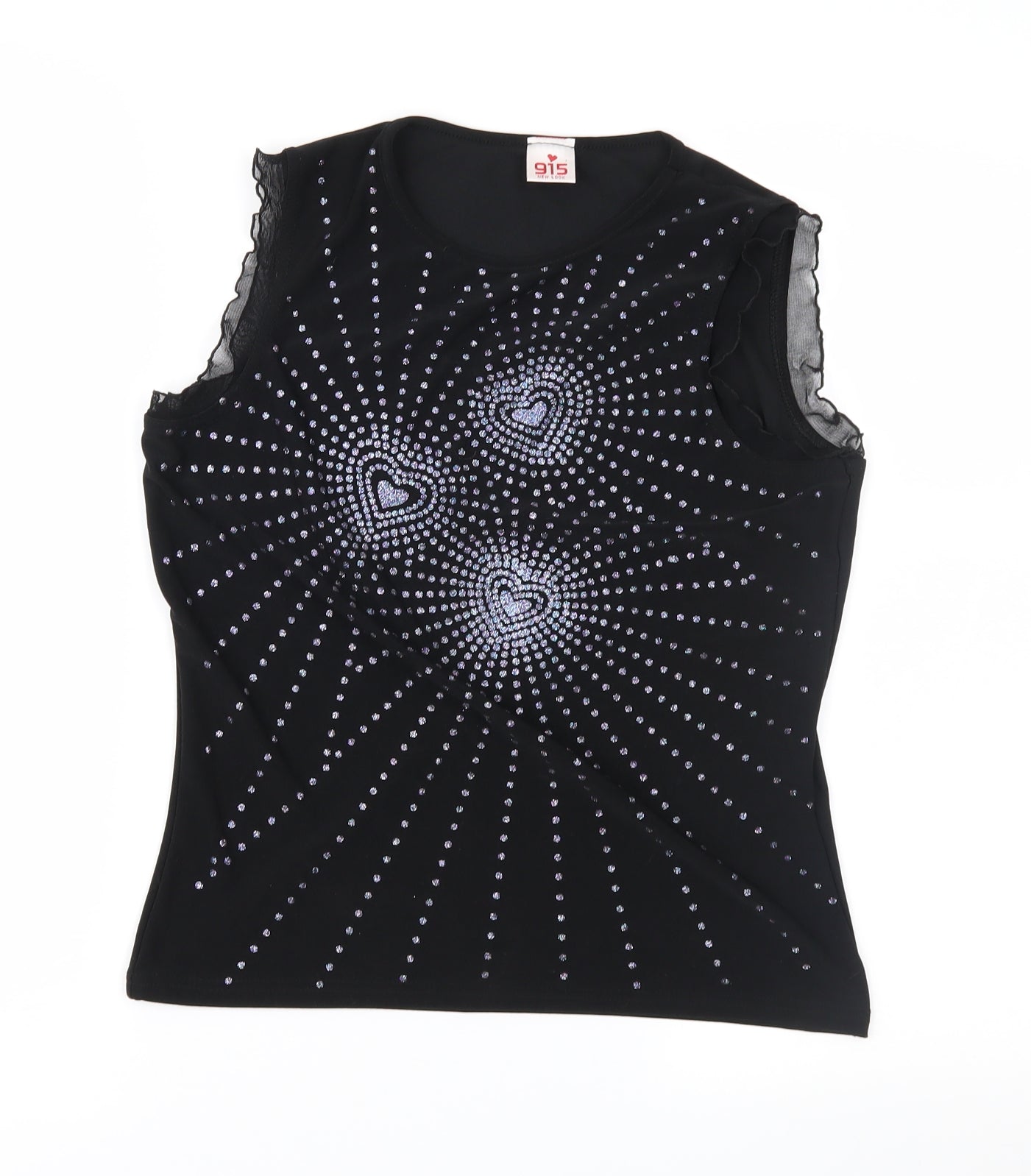 New Look Girls Black Geometric  Basic T-Shirt Size 14-15 Years