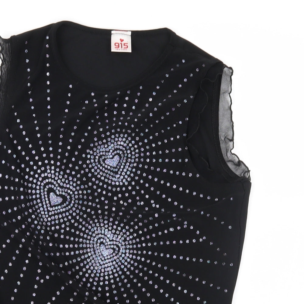 New Look Girls Black Geometric  Basic T-Shirt Size 14-15 Years