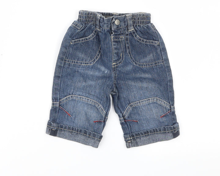 Adams Baby Blue Denim Cargo Jeans Size 0-3 Months