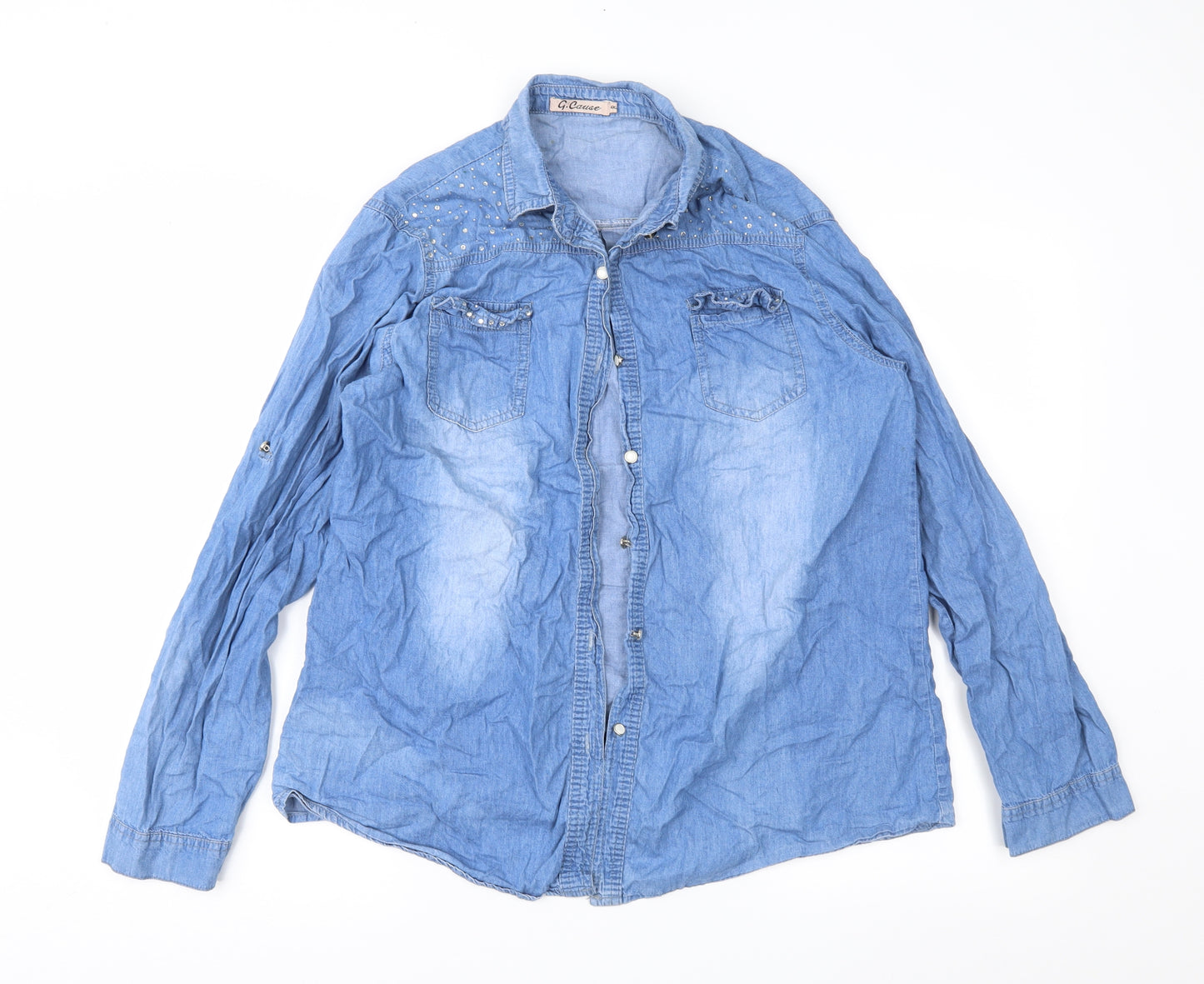 G CAUSE JEANS Womens Blue   Basic Button-Up Size 4XL