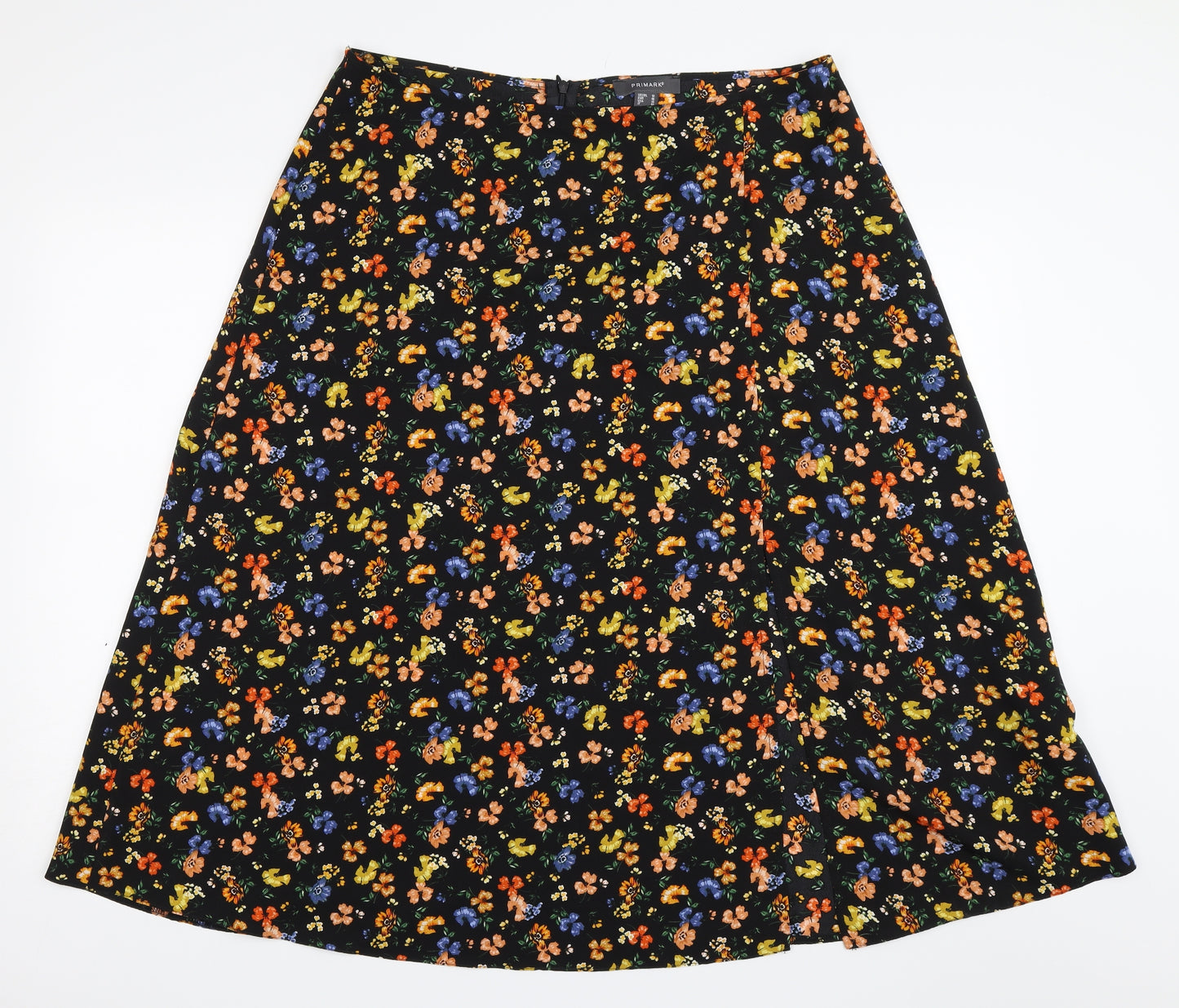 Primark Womens Black Floral  Flare Skirt Size 18