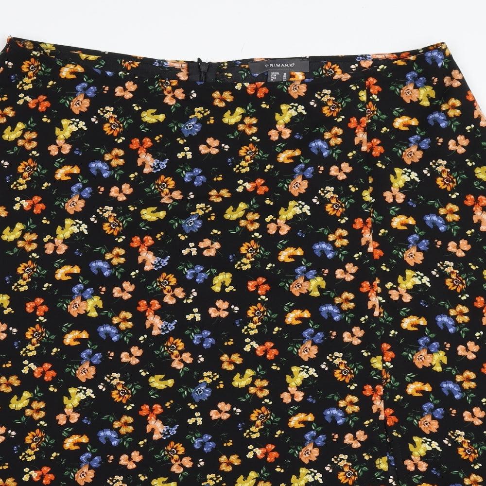 Primark Womens Black Floral  Flare Skirt Size 18