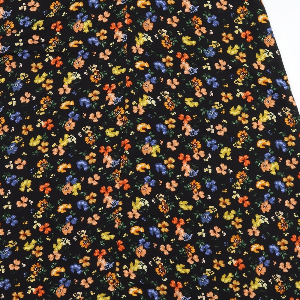 Primark Womens Black Floral  Flare Skirt Size 18