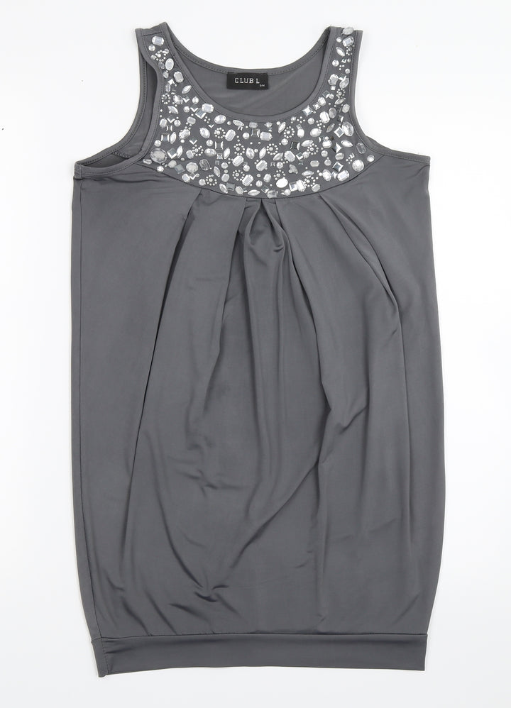 Club L Womens Grey Basic Blouse Size S