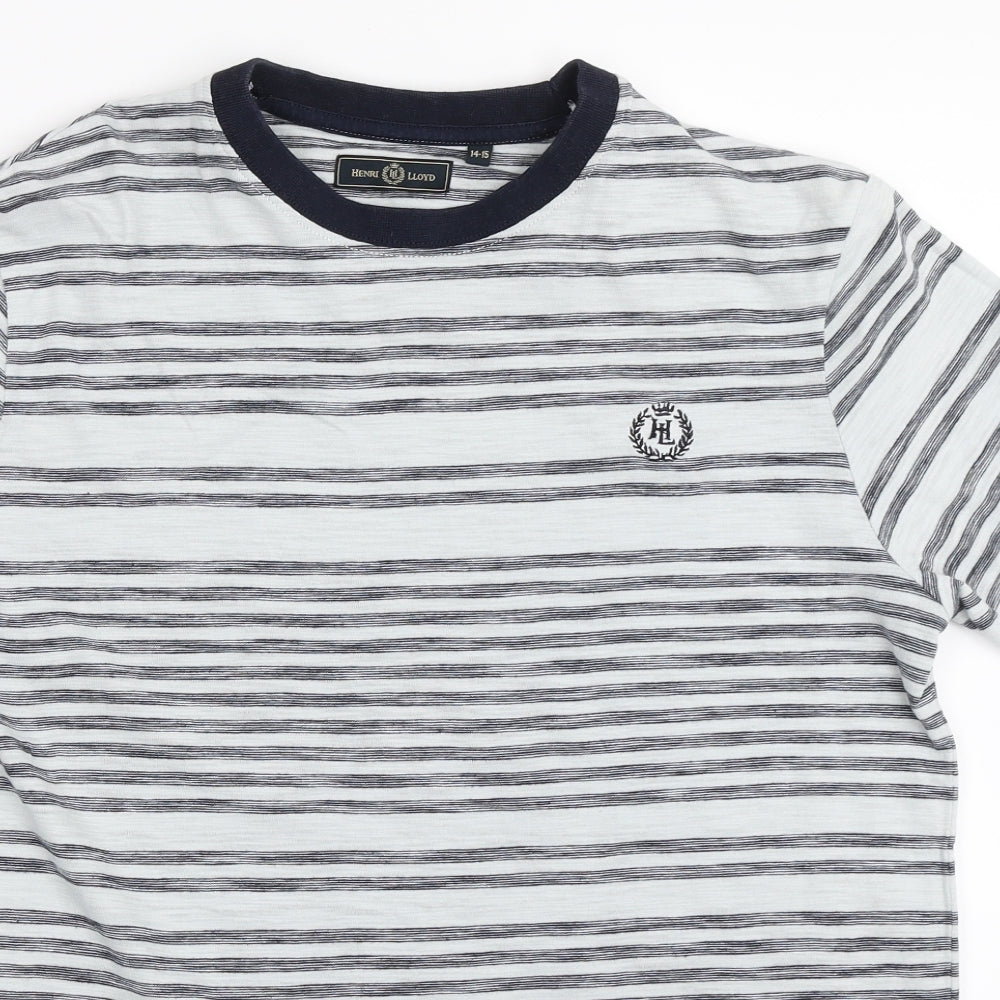 Henri Lloyd Boys Ivory Striped  Basic T-Shirt Size 14-15 Years