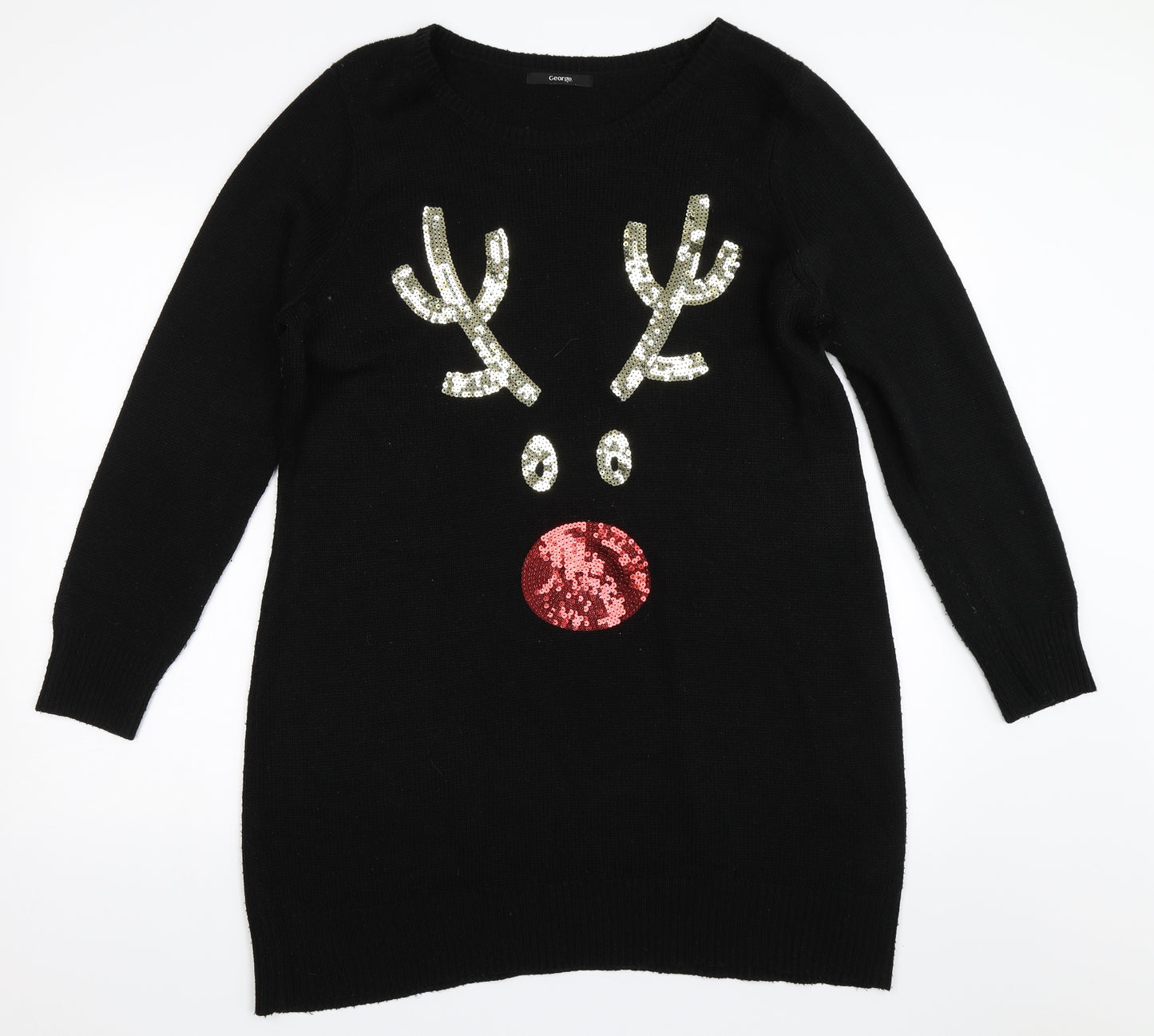 George Womens Black   Pullover Jumper Size 18  - christmas reindeer