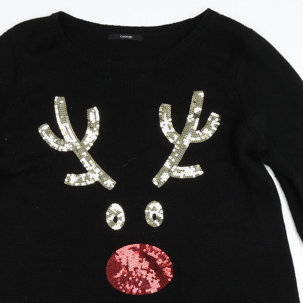 George Womens Black   Pullover Jumper Size 18  - christmas reindeer