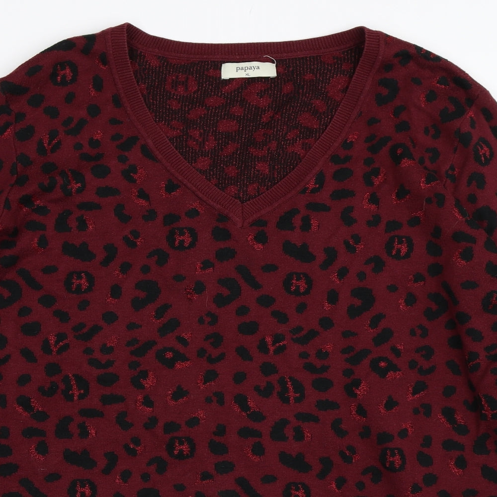 George Womens Purple Animal Print  Pullover Jumper Size XL