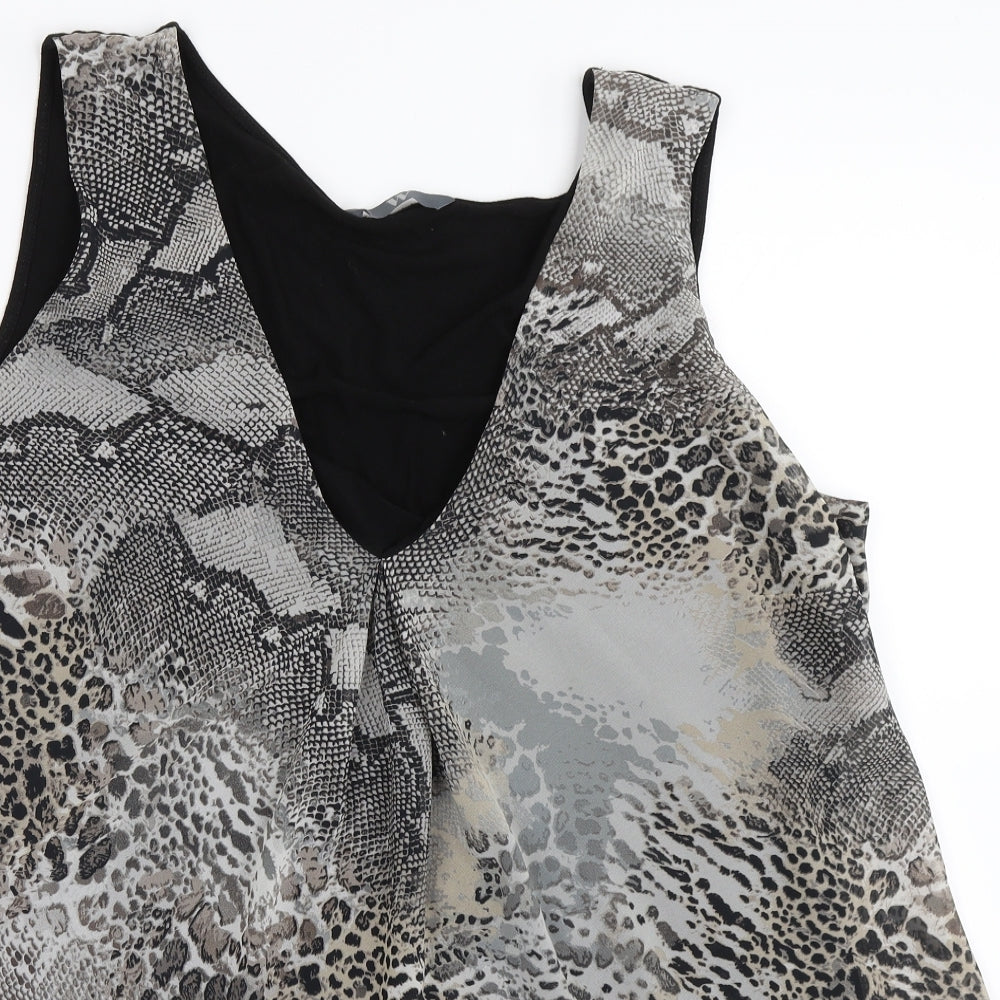 BHS Womens Black Animal Print  Basic Blouse Size 18