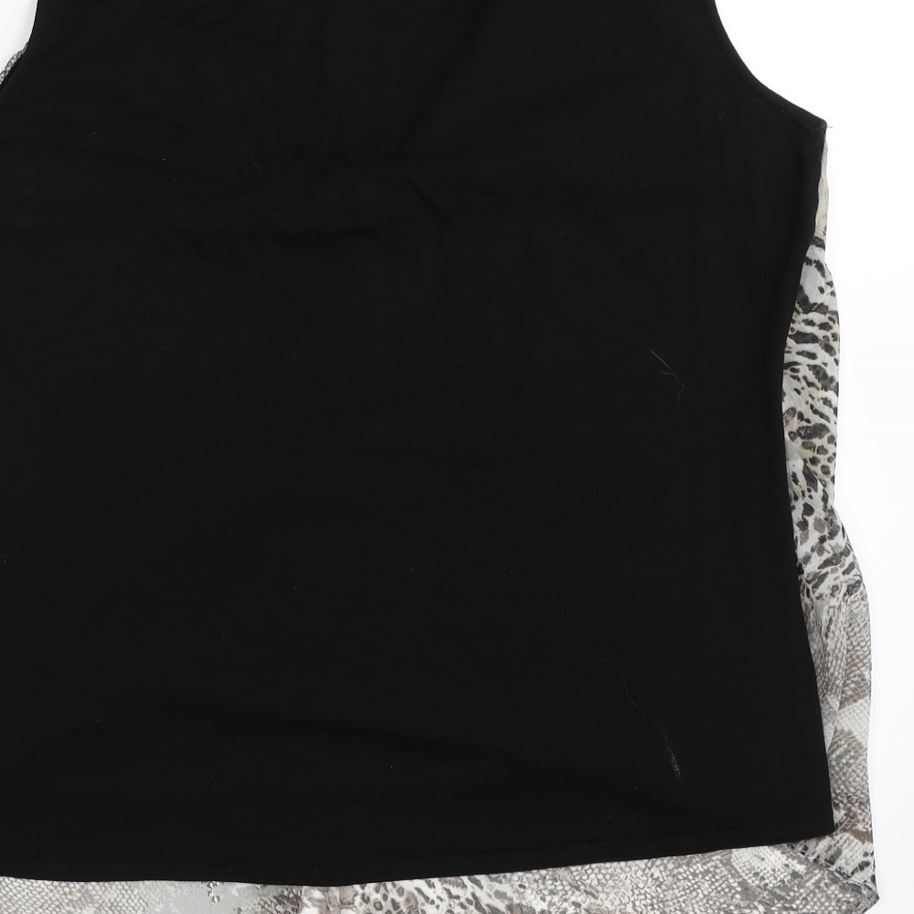 BHS Womens Black Animal Print  Basic Blouse Size 18