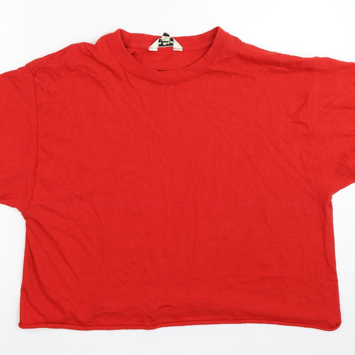 Miss Selfridge Womens Red   Cropped T-Shirt Size L