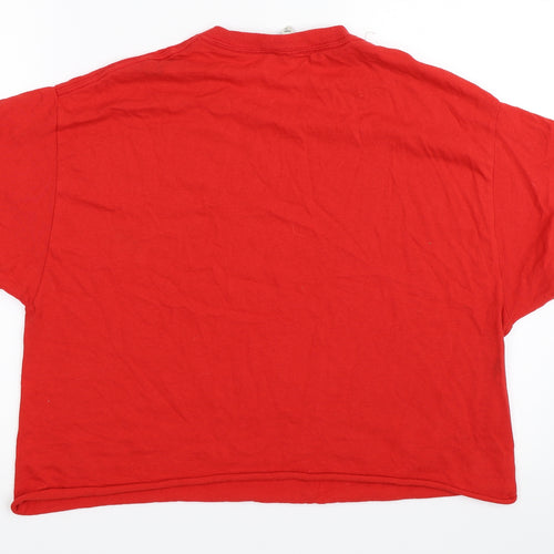 Miss Selfridge Womens Red   Cropped T-Shirt Size L